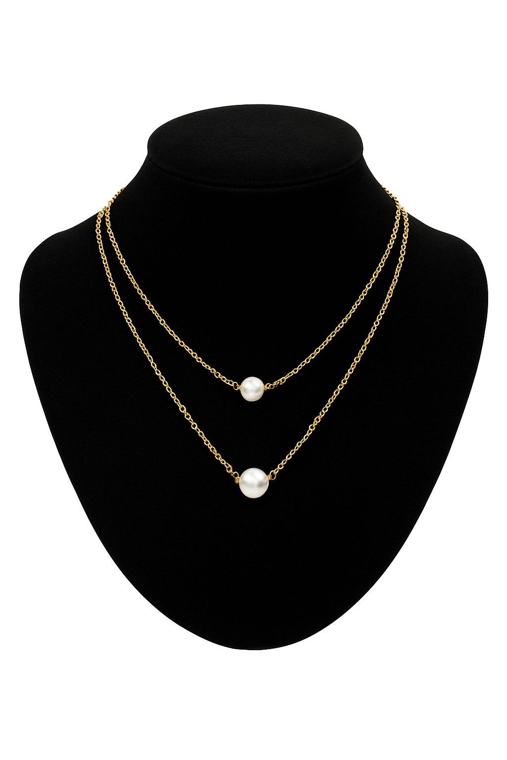 Daily Wear Double Chain With Simple Pearl Design