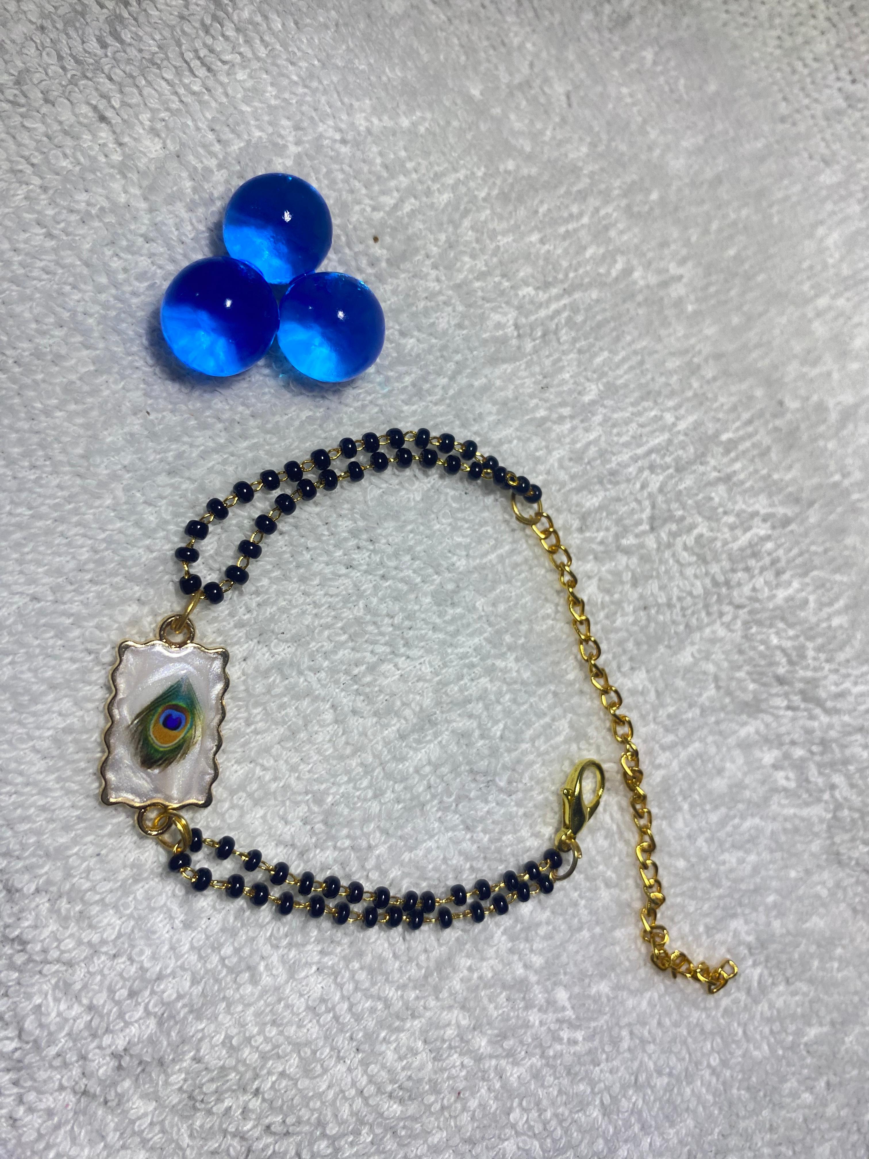 Peacock Feather Design Hand Bracelets Mangalsutra