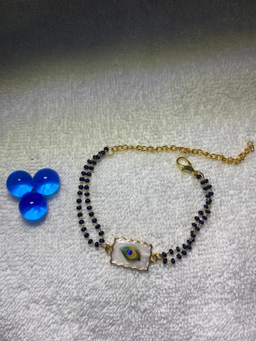 Peacock Feather Design Hand Bracelets Mangalsutra