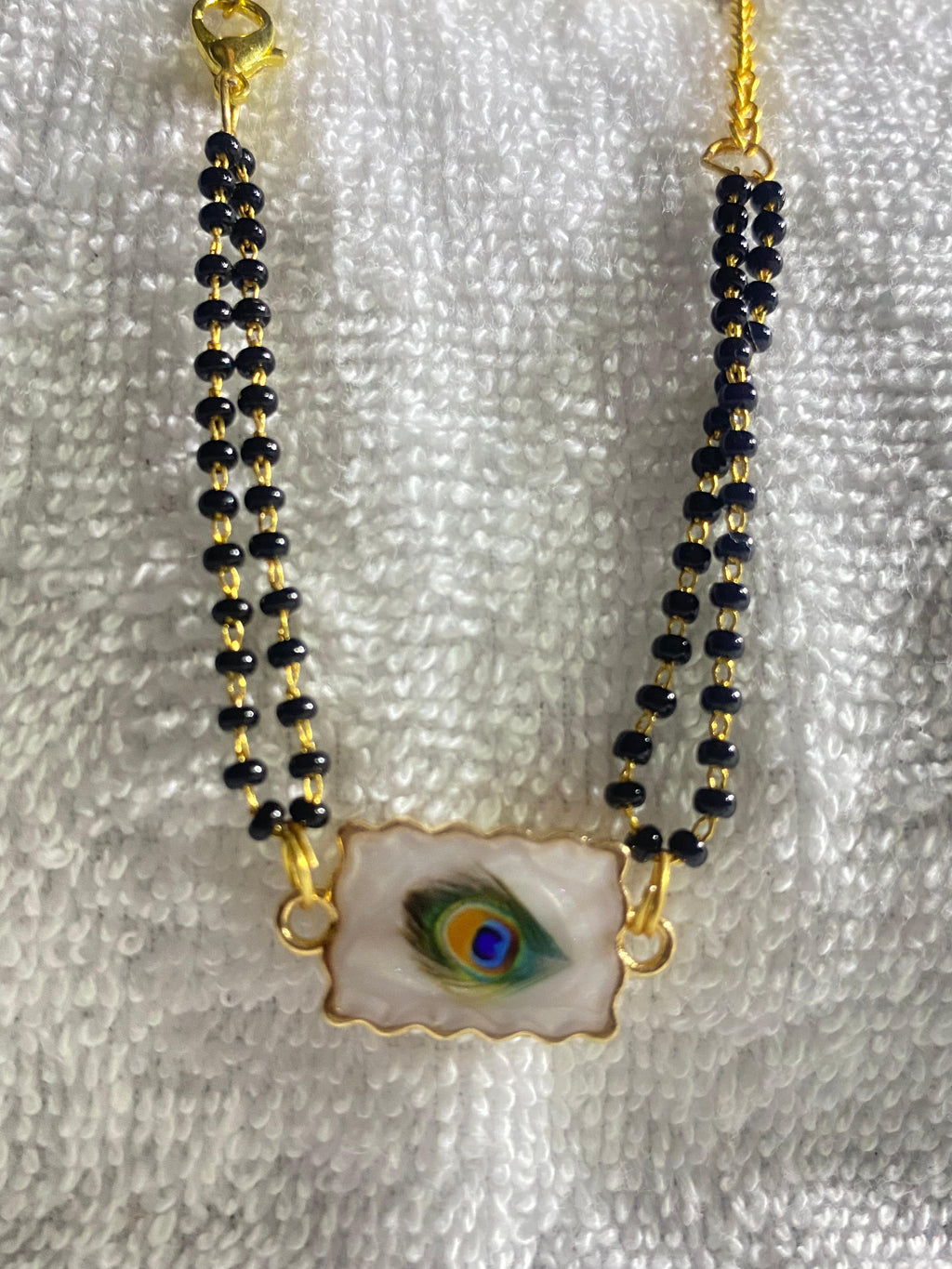 Peacock Feather Design Hand Bracelets Mangalsutra