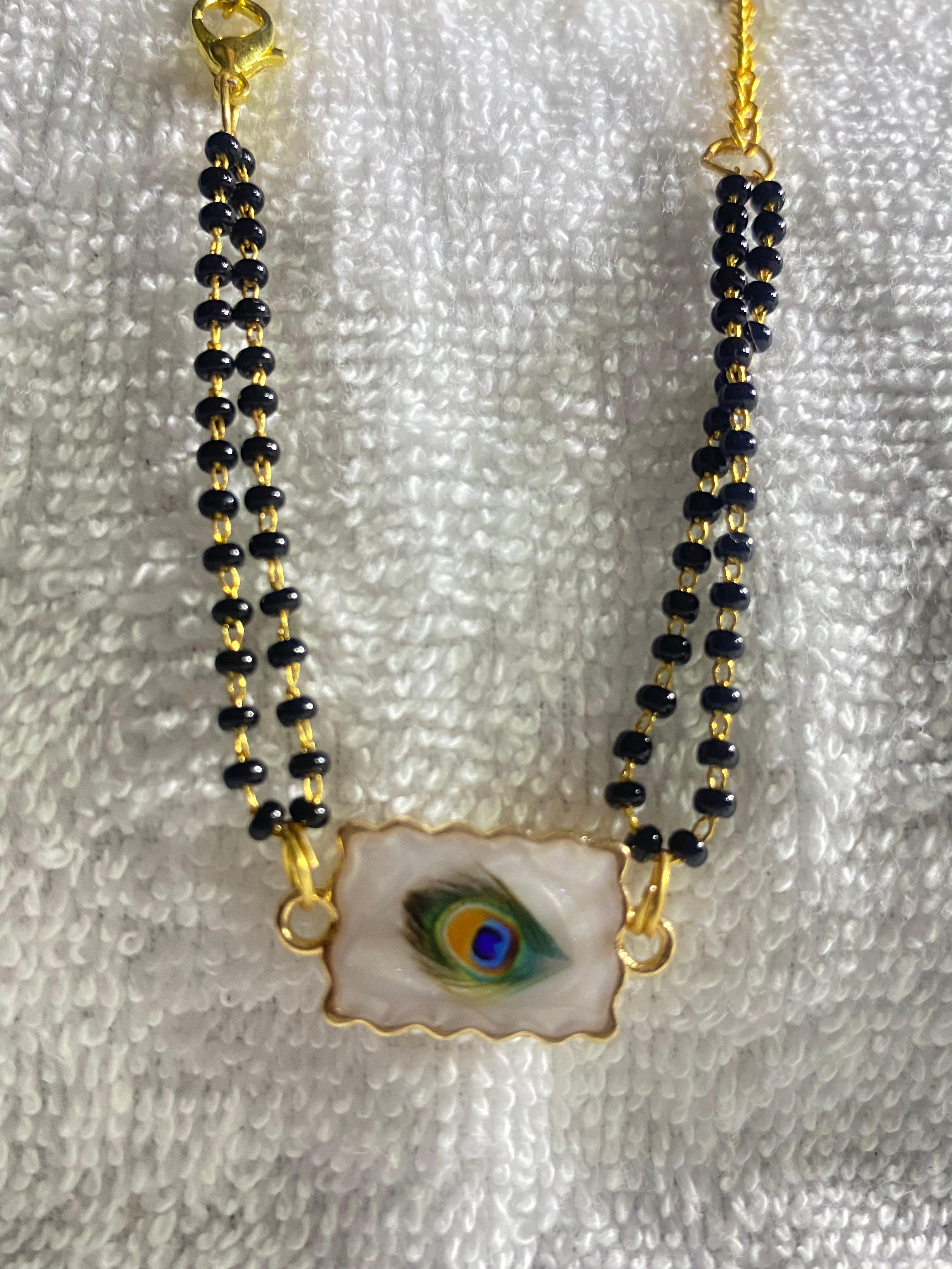 Peacock Feather Design Hand Bracelets Mangalsutra